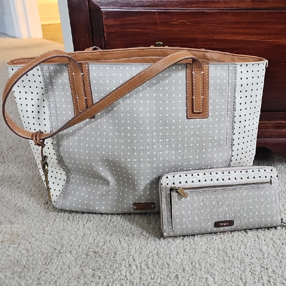 Elegant Gray and Tan Women's Tote Bag Set
